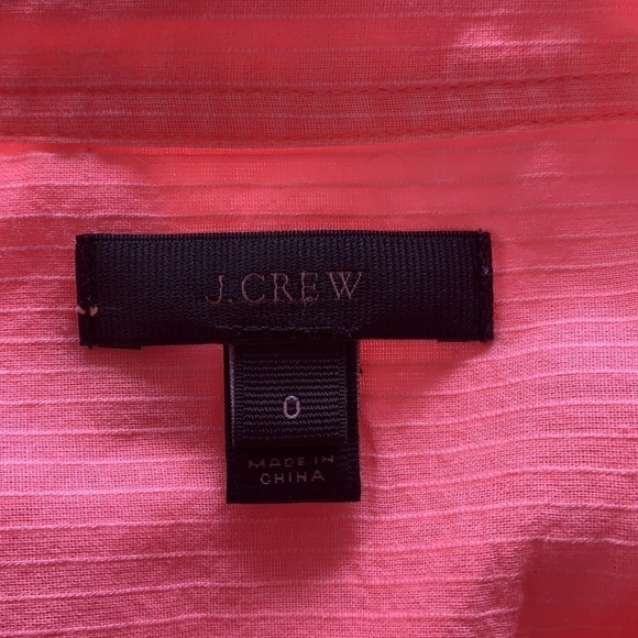 J.Crew Neon Coral Grosgrain Grain Ribbon Long Sleeve Blouse Size 0 - Picture 9 of 15